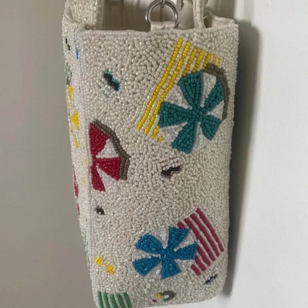 Beaded Bag Bag Beach Scene Handcrafted in India Tik Tok Viral NWT - Picture 5 of 6